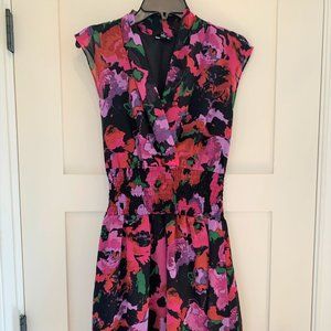 ABS ALLEN SCHWARTZ BEAUTIFUL BLACK AND PINK FLORAL DRESS